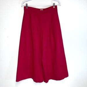 I m Isola Marras Luxurious Italian Designer Red Wide Leg Crop Trouser Pants Sz M